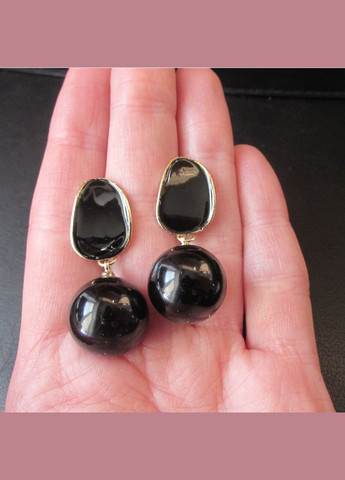 Жемчужные черные серьги с шариками, 1240 Fashion Jewelry (336950543)