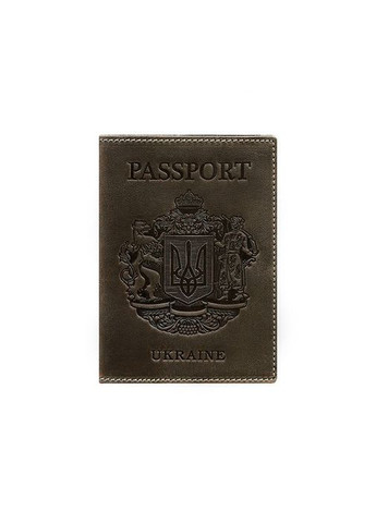 Кожаная обложка для паспорта с украинским гербом темно-коричневая (A-026783) BlankNote (329186789)