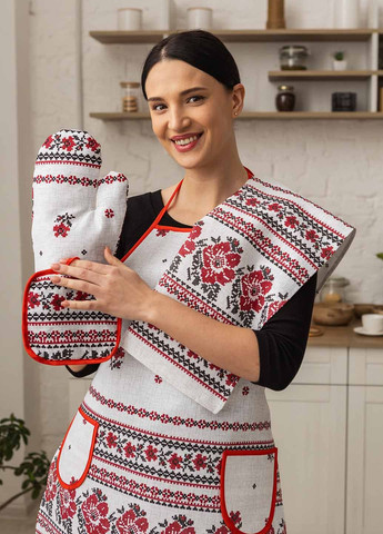 Кухонний набір "Сірий орнамент" 4 предмета Homedec - (279381117)