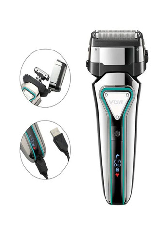 Акумуляторна електробритва V-333 шейвер для вологого та сухого гоління з висувним триммером VGR (317416666)