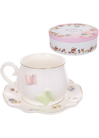 Чайний порцеляновий набір "Метелик Флорал" 6 чашок 240мл і 6 блюдець BonaDi (372175694)