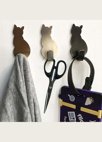 Комплект из двух декоративных крючков в форме кота серебряный (NR0055_1) No Brand (315885597)