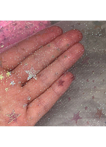 Фатин Звездочка - розовый, ширина 15 см, 1 метр, арт 019606 No Brand (369608728)