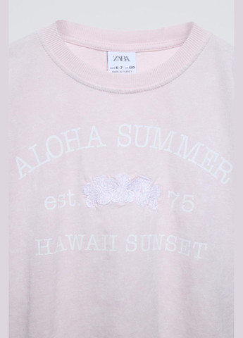 Розовая демисезонная футболка Zara оверсайз