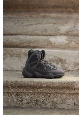 Черные демисезонные кроссовки мужские adidas yeezy boost 500 hight utility black адидас изи буст No Brand