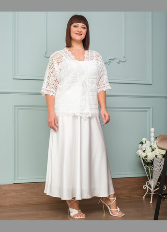 Біла ажурний жакет 15102 Alenka Plus