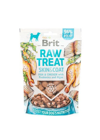 Лакомство для собак Brit Raw Treat freeze-dried Skin and Coat для кожи и шерсти, рыба и курица, 40 г Brit Care (331651875)