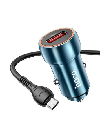 Набір АЗУ 12-24V Z46 + кабель MicroUSB,1xUSB,18W,кабель 1м,Blue,Box Hoco (391022601)