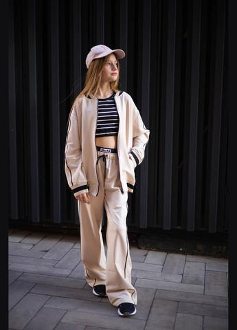 Бежевий демісезонний костюм кант беж брючний IRmAS оверсайз