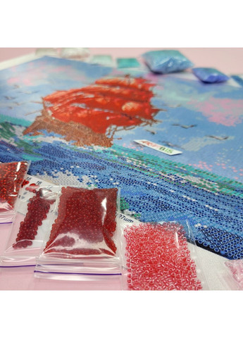 НАБОР ARHIBIS ТА-015-1 Красные паруса, набор для вышивания бисером картины с кораблем Tela Artis (369666192)