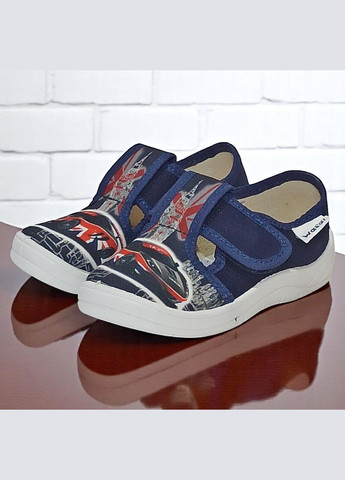 Синие ортопедические тапочки на липучке для мальчика сменка в садик валди Waldi