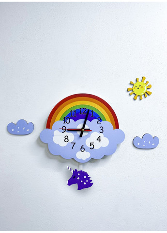 Детские часы настенные с маятником:: Радуга с единорогом (34х29 см) Creative (360688723)