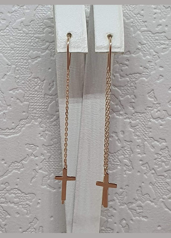 Золоті сережки-протягання Хрестики. 22010700 Всесвіт (304029052)