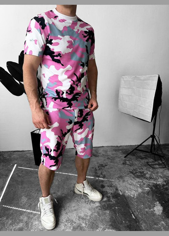 Яскравий рожевий чоловічий літній спортивний костюм-двійка No Brand (370963444)