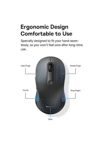 Миша бездротова F02 Ergonomic Wireless Mouse чорна Baseus (293345858)