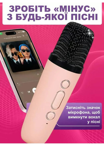 Бездротова портативна Bluetooth колонка К12 караоке з 2 мікрофонами та різнокольорове RGB підсвічування VTech (359459779)