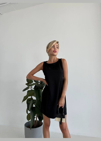 Черное кэжуал а-силуэтное мини платье а-силуэт Adelante однотонное