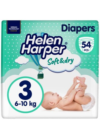 Підгузки Helen Harper softdry new midi розмір 3 (6-10 кг) 54 шт (275092792)