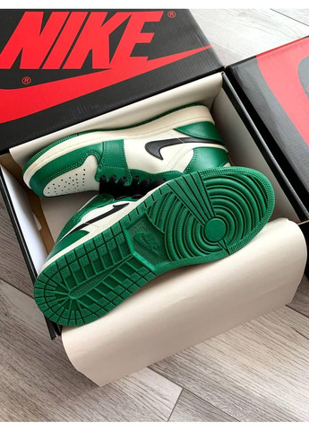 Сірі Осінні кросівки чоловічі nike air jordan 1 mid green white v2 найк аір джордан No Brand