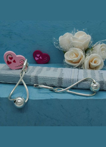 Срібні сережки великі "Нескінченність з кулькою" шарик No Brand (350667154)