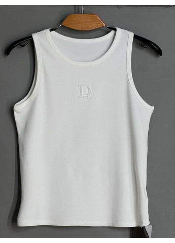 Майка женская A-N 27035 в рубчик с вышивкой буквы D пайетками No Brand — 335630892