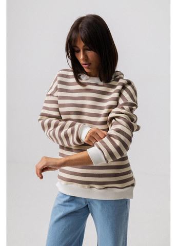 Кофта женская свитшот на флисе полоска 40 мокко. No Brand (366547561)