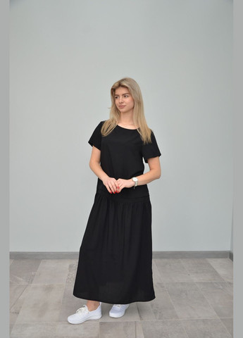 Чорна жіноча сукня, короткий рукав, різні кольори (розміри: m,, xl) No Brand однотонна