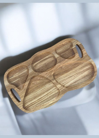 Менажниця дубова дерев'яна на 5 відділень з ручками 50x30 см. No Brand (330774649)