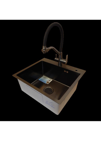 Кухонная мойка 4-в-1 (комплект) черная HS 540Х480 NANO BLACK PVD (3.0/1.0 мм) Kraft (347324529)