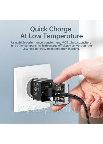 Блок питания 65W для БЫСТРОЙ зарядки Сетевое зарядное устройство 65 ватт GaN5 Pro + зарядный кабель 100W Foxconn (366664701)