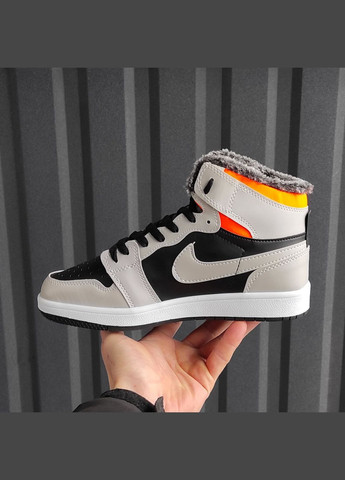 Сірі Зимовий кросівки зимові чоловічі nike air jordan 1 high winter gray fur | найк аір джордан 1 високі сірі з хутром No Brand