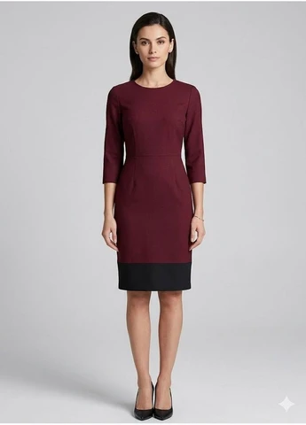 Бордовое кэжуал платье H&M однотонное