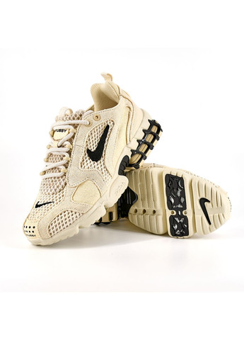 Бежевые демисезонные кроссовки мужские nike x stussy air zoom spiridon cage 2 beige найк аир зум No Brand