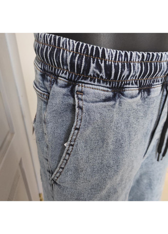 Шорти чоловічі Baggy джинсові пояс на резинці шнурок 30 світло-блакитні No Brand (369012248)