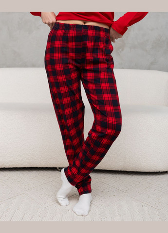 Красная женская пижама со штанами в клетку Nicoletta