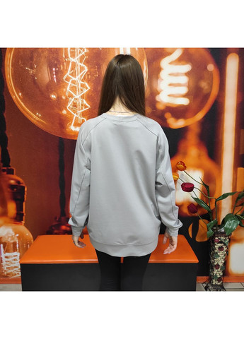 Толстовка жіноча двонитка оверсайз вільна кишені L-XL сіра AKSAN (354332000)