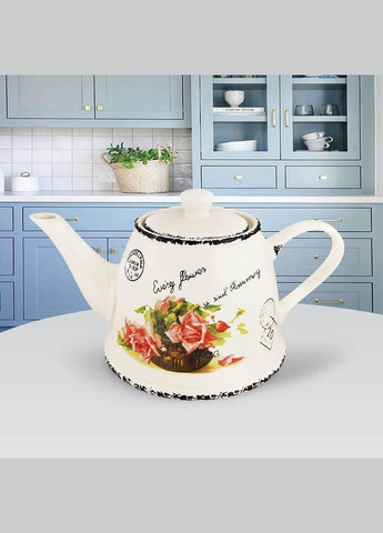 Чайник заварювальний (заварник) керамічний для чаю Відкрита троянда 800 мл (MR-20050-08) Maestro (334008695)