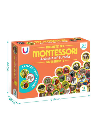 Детский магнитный набор Монтессори "Животные на континентах: Евразия" 200285, 36 элементов DoDo Toys (364645154)