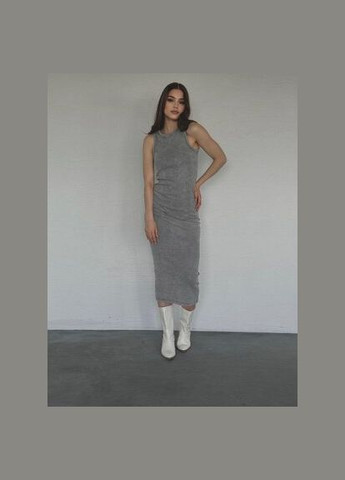 Светло-серое женское платье рубчик варка по фигуре светло-серое You Best