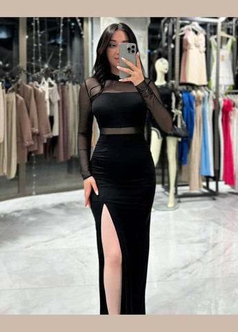 Черное праздничный женское платье макси силуэтная Avanti однотонное