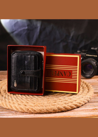 Практичне портмоне з натуральної фактурної шкіри 21494 Чорне Canpellini (331907010)