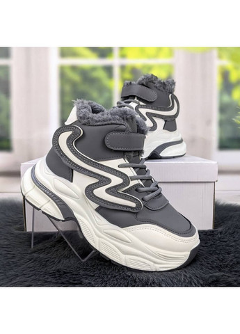 Серые повседневные зимние ботинки зимние детские для девочки Канарейка