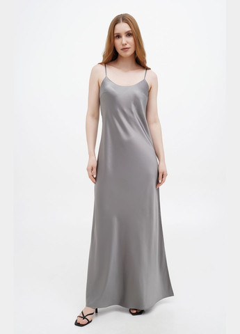 Серое коктейльное, вечернее шелковое платье-комбинация "лили" с боковым разрезом платье-комбинация Fayna однотонное