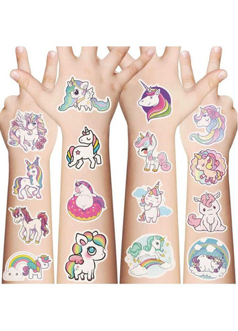 Набор временных перебивных детских тату наклеек единорог 10 шт (NR0251_1) No Brand (327416728)