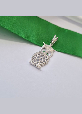 Серебряная подвеска подвес Филин с Зелеными глазками серебро 925 пробы Родированное 3048r 1.70г No Brand (322504318)