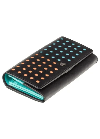 Жіночий шкіряний гаманець з RFID захистом dot2 blk / aqua Visconti (323459021)