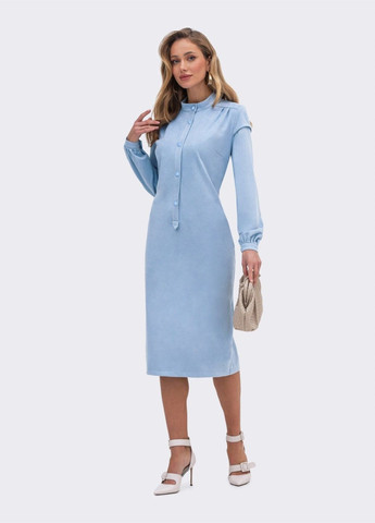 Блакитна сукня-сорочка блакитного кольору із замші-діагональ Dressa