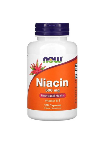 Ниацин 500 мг Niacin витамин B3 никотиновая кислота 100 капсул Now Foods (277695180)