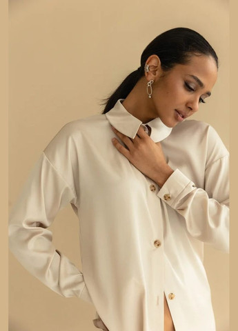 Молочная классическая рубашка Seventeen с длинным рукавом