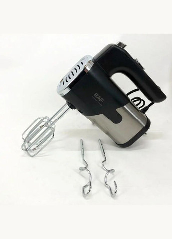 Міксер ручний кухонний 5 швидкостей 2 насадки електричний міксер 300W R-6630 Чорний RAF (350349701)